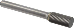 M.A. Ford - 3/8" Cut Diam, 1/4" Shank Diam, Cylinder Head Double Cut Burr - Carbide, Flat End, 3/4" LOC, 2-3/4" OAL - USA Tool & Supply