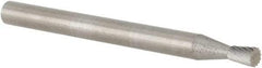 M.A. Ford - 3/32" Cut Diam, 1/8" Shank Diam, Inverted Cone Head Double Cut Burr - Carbide, Flat End, 1/8" LOC, 1-1/2" OAL - USA Tool & Supply