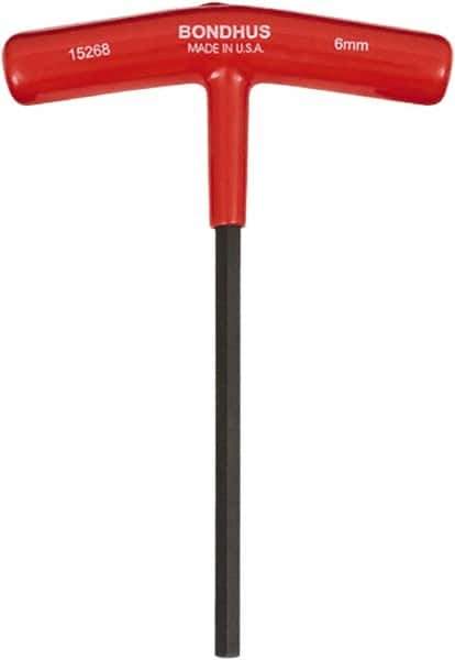 Bondhus - 6mm Hex, T-Handle Cushion Grip, Hex Key - 6" OAL, Protanium High Torque Steel, Metric System of Measurement - USA Tool & Supply