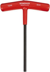 Bondhus - 6mm Hex, T-Handle Cushion Grip, Hex Key - 6" OAL, Protanium High Torque Steel, Metric System of Measurement - USA Tool & Supply