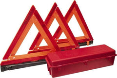 PRO-SAFE - 4 Piece, Highway Triangle Safety Kit - 3 Reflective Triangles, Case - USA Tool & Supply