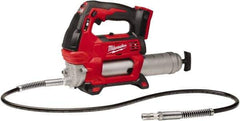 Milwaukee Tool - 10,000 Max psi, Flexible Battery-Operated Grease Gun - 14 oz Capacity, 31 Strokes per oz, Includes Grease Gun, Gauge Hose Assembly & Coupler - USA Tool & Supply