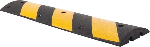 PRO-SAFE - 48" Long x 12" Wide x 2" High, Speed Bump - Black & Yellow, Rubber - USA Tool & Supply