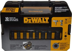 DeWALT - 10 Piece 3/8" Drive Thin Wall Deep Impact Socket Set - 6 Points, 5/16 to 3/4", Inch Measurement Standard - USA Tool & Supply
