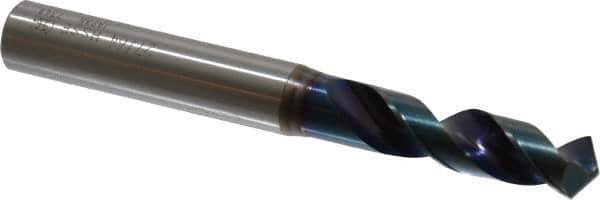 OSG - 27/64" 120° Spiral Flute Vanadium High Speed Steel Screw Machine Drill Bit - WD1 Finish, Right Hand Cut, 47mm Flute Length, 104mm OAL, Faceted Point, Straight Shank - USA Tool & Supply