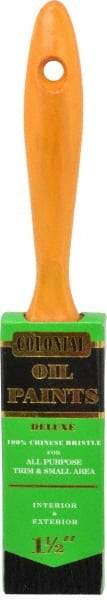 Premier Paint Roller - 1-1/2" Flat Hog Varnish Brush - 2-1/4" Bristle Length, 6-1/2" Wood Handle - USA Tool & Supply