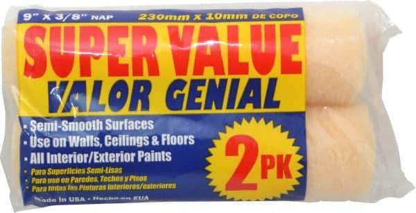 Premier Paint Roller - 3/8" Nap, 9" Wide Paint General Purpose Roller Cover - Semi-Smooth Texture, Polyester - USA Tool & Supply