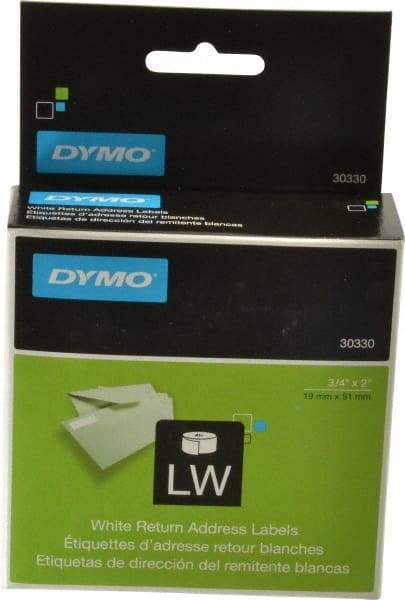 Dymo - 2" Long, White Return Address Label - For Dymo & CoStar Printers - USA Tool & Supply