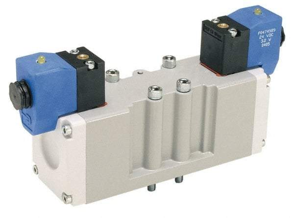 Parker - 4 Way, 2 Position, Aluminum Solenoid Valve - Normally Open Through Ports 1 & 2, Nitrile Seal - USA Tool & Supply