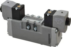 Parker - Double Solenoid 3 Position, Aluminum Solenoid Valve - Center Exhaust Open, Nitrile Seal - USA Tool & Supply