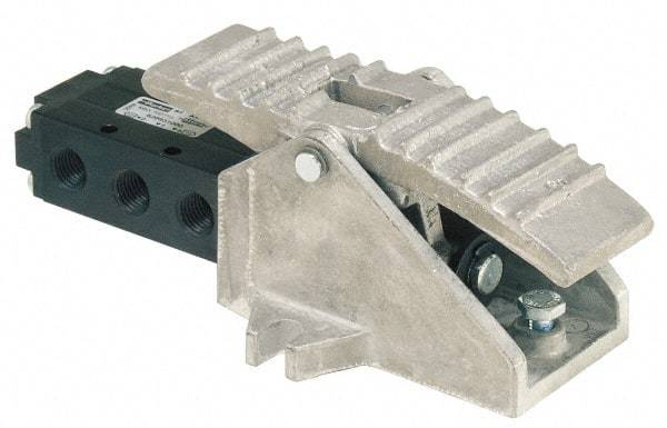 Parker - 0.83 CV Rate, 1/4" NPT Inlet Direct Air 2 Mechanical Spool Valve - 4 Way, 2 Position, 150 Max psi, Treadle Manual Return - USA Tool & Supply