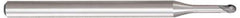 OSG - 3.5mm Diam, 2.8mm LOC, 2 Flute Solid Carbide Ball End Mill - WXL Finish, Single End, 90mm OAL, 6mm Shank Diam, Spiral Flute - USA Tool & Supply
