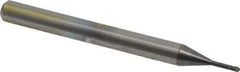 OSG - 1mm Diam, 0.8mm LOC, 2 Flute Solid Carbide Ball End Mill - WXL Finish, Single End, 45mm OAL, 4mm Shank Diam, Spiral Flute - USA Tool & Supply