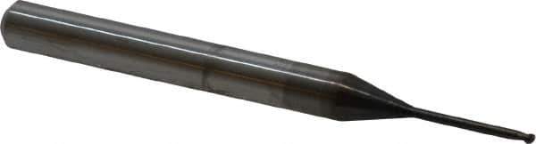 OSG - 1mm Diam, 0.8mm LOC, 2 Flute Solid Carbide Ball End Mill - WXL Finish, Single End, 45mm OAL, 4mm Shank Diam, Spiral Flute - USA Tool & Supply