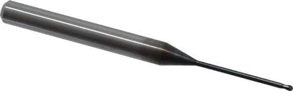 OSG - 1mm Diam, 0.8mm LOC, 2 Flute Solid Carbide Ball End Mill - WXL Finish, Single End, 50mm OAL, 4mm Shank Diam, Spiral Flute - USA Tool & Supply