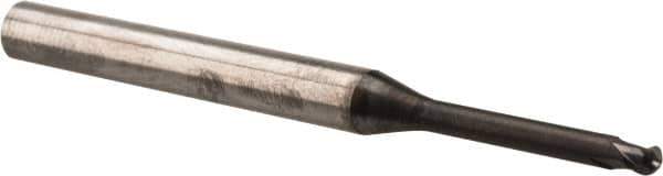 OSG - 2mm Diam, 1.6mm LOC, 2 Flute Solid Carbide Ball End Mill - WXL Finish, Single End, 50mm OAL, 4mm Shank Diam, Spiral Flute - USA Tool & Supply