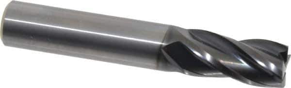 OSG - 1/2", 4 Flute, Single End, Solid Carbide, 0.02" Corner Radius End Mill - 3" OAL, 30° Helix, Right Hand Flute, 1" LOC, Right Hand Cut - USA Tool & Supply