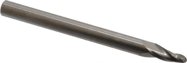 Onsrud - 1/8" Cutting Diam x 1/2" Length of Cut, 2 Flute, Upcut Spiral Router Bit - Uncoated, Right Hand Cut, Solid Carbide, 3" OAL x 1/4" Shank Diam, Ball End Taper - USA Tool & Supply