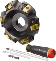 Kennametal - 5" Cut Diam, 1-1/2" Arbor Hole, 21.41mm Max Depth of Cut, 30° Indexable Chamfer & Angle Face Mill - 6 Inserts, LN.U 2210... Insert, Right Hand Cut, 6 Flutes, Series MEGA60 - USA Tool & Supply