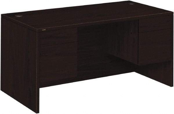 Hon - Woodgrain Laminate Double Pedestal Desk - 60" Wide x 30" Deep x 29-1/2" High, Mahogany - USA Tool & Supply