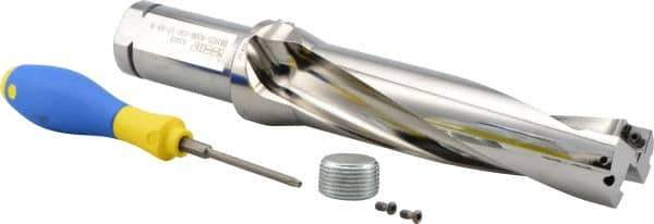 Iscar - 6-1/2" Max Drill Depth, 4xD, 1-5/8" Diam, Indexable Insert Drill - 2 Inserts, 1-1/2" Shank Diam, Straight Shank - USA Tool & Supply