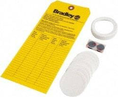 Bradley - Paper, Foam & Plastic Plumbed Wash Station Refill Kit - Yellow & White Matting, Includes Replacement Cap, Inspection Tag, (9) Foam Liners - USA Tool & Supply