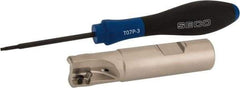 Seco - 3/4" Cut Diam, 0.354" Max Depth of Cut, 3/4" Shank Diam, 3.39" OAL, Indexable Square Shoulder End Mill - XO.X 10T3.. Inserts, Weldon Shank, 90° Lead Angle, Through Coolant, Series Turbo 10 - USA Tool & Supply