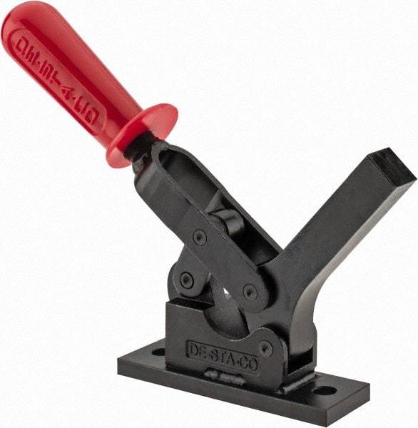 De-Sta-Co - 1,299 Lb Holding Capacity, Horizontal Handle, Manual Hold Down Toggle Clamp - 69° Handle Movement, 90° Bar Opening, Solid Bar, Flanged Base, Oxide Finish, Forged Alloy Steel - USA Tool & Supply