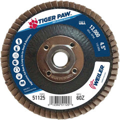 ‎4-1/2″ Tiger Paw Abrasive Flap Disc, Angled, Phenolic Backing, 60Z, 5/8″-11 A.H - USA Tool & Supply