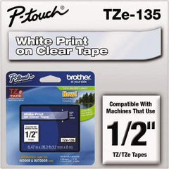 Brother - 1/2" Wide x 314.4" Long, Clear Plastic/Paper Tape Cassette - For Label Maker - USA Tool & Supply