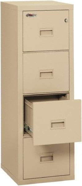 FireKing - 17-3/4" Wide x 52-3/4" High x 22-1/8" Deep, 4 Drawer Vertical File - Steel, Parchment - USA Tool & Supply