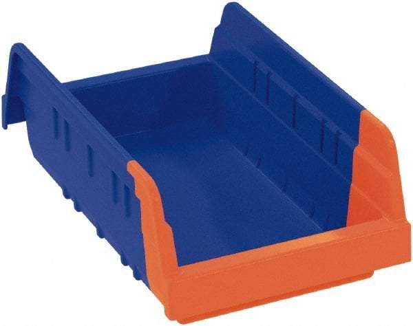 Akro-Mils - 11-5/8" Deep, Blue/Orange Hopper Shelf Bin - 4" High x 6-3/4" Wide x 11-5/8" Long - USA Tool & Supply