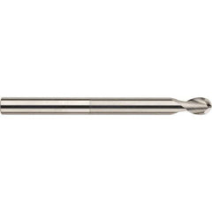 SGS - 8mm Diam, 12mm LOC, 2 Flute Solid Carbide Ball End Mill - TiB2 Finish, Single End, 100mm OAL, 8mm Shank Diam, Spiral Flute - USA Tool & Supply