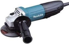 Makita - 4-1/2" Wheel Diam, 11,000 RPM, Corded Angle & Disc Grinder - 5/8-11 Spindle, 120 Volts, 6 Amps - USA Tool & Supply