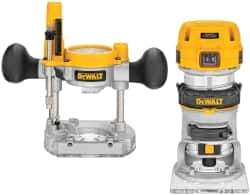 DeWALT - 16,000 to 27,000 RPM, 1.25 HP, 7 Amp, Fixed and Plunge Combination Electric Router - 115 Volts, 1/4 Inch Collet - USA Tool & Supply