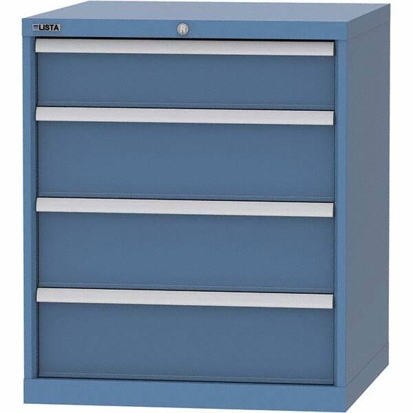 LISTA - 4 Drawer, 45 Compartment Bright Blue Steel Modular Storage Cabinet - USA Tool & Supply
