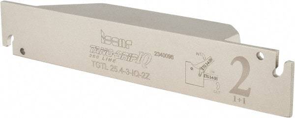 Iscar - External Thread, 0.11" Min Groove Width, 5.905" OAL, Left Hand Indexable Grooving Cutoff Toolholder - 1" Shank Height x 1" Shank Width, TAG Insert Style, TGT Toolholder Style, Series Tang-Grip - USA Tool & Supply