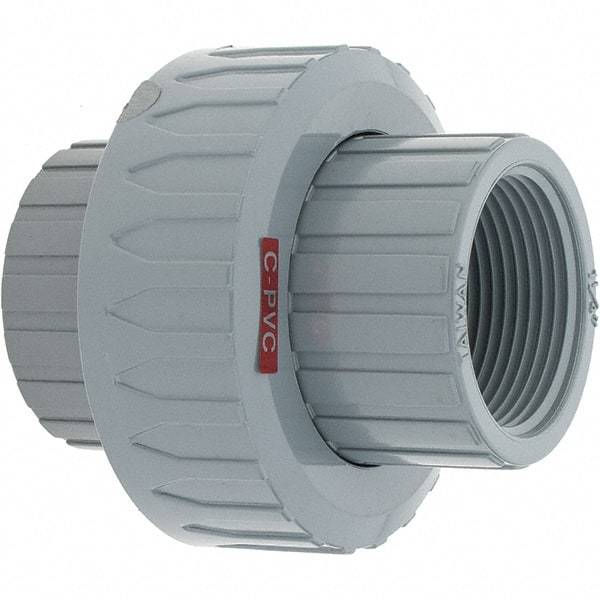 Value Collection - 1-1/4" CPVC Plastic Pipe Union with EPDM O-Ring - FIPT x FIPT End Connections - USA Tool & Supply
