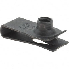 Made in USA - 1/4-20 Screw, 0.025 to 0.15" Thick, Extruded Tapped Hole U Nut - Black Phosphate Finish - USA Tool & Supply