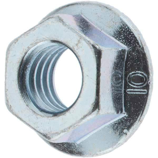 Value Collection - M8x1.25, 17mm Flange Diam, 12mm Across Flats, Serrated Flange Nut - Zinc Finish - USA Tool & Supply