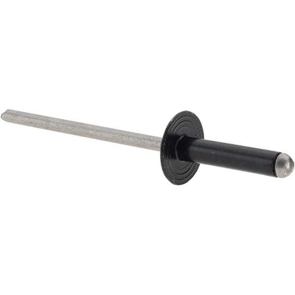 Made in USA - Large Flange Head Aluminum Open End Blind Rivet - Stainless Steel Mandrel, 1/32" to 11/64" Grip, 3/8" Head Diam, 1-1/8" Max Hole Diam, 0.563" Length Under Head, - USA Tool & Supply