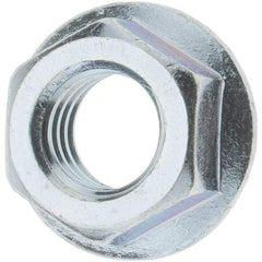 Value Collection - 3/8-16, 3/4" Flange Diam, Serrated Flange Nut - Grade Grade 2 Steel, Zinc-Plated Finish, 0.347" Flange Height - USA Tool & Supply