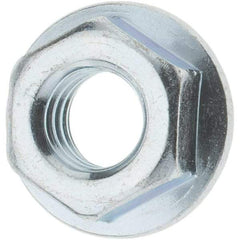 Value Collection - 5/16-18, 0.68" Flange Diam, Serrated Flange Nut - Grade Grade 2 Steel, Zinc-Plated Finish, 0.283" Flange Height - USA Tool & Supply