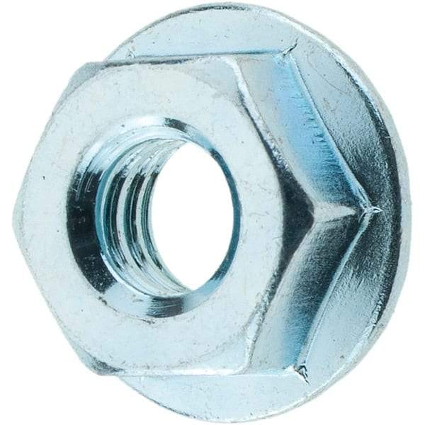 Value Collection - 1/4-20, 19/32" Flange Diam, Serrated Flange Nut - Grade Grade 2 Steel, Zinc-Plated Finish, 0.236" Flange Height - USA Tool & Supply