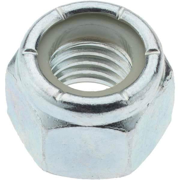 Value Collection - 1/2-13 UNC Grade 2 Hex Lock Nut with Nylon Insert - 3/4" Width Across Flats, 39/64" High, Zinc-Plated Finish - USA Tool & Supply