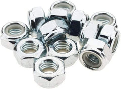 Value Collection - M10x1.50 Metric Coarse Class 8 Hex Lock Nut with Nylon Insert - 10mm High, Zinc-Plated Finish - USA Tool & Supply