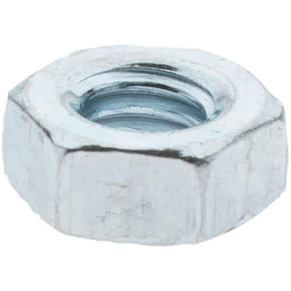 Value Collection - M4x0.70 Metric Coarse Steel Right Hand Hex Nut - 7mm Across Flats, 3.2mm High, Zinc Clear Finish - USA Tool & Supply