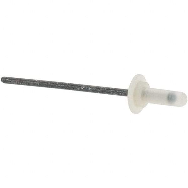 Value Collection - Large Flange Head Aluminum Closed End Sealing Blind Rivet - Steel Mandrel, 0.157" to 0.312" Grip, 1/4" Head Diam, 0.126" Max Hole Diam, 0.374" Length Under Head, - USA Tool & Supply