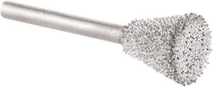 KUTZALL - 3/8" Cut Diam, 1/8" Shank Diam, Inverted Cone Head Burr - Carbide - USA Tool & Supply