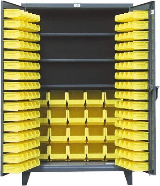 Strong Hold - 3 Shelf 164 Bin Storage Cabinet - Steel, 48" Wide x 24" Deep x 78" High, Dark Gray - USA Tool & Supply